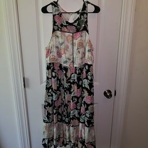 SOLD 3 Black/ white floral Challis hi-low dress